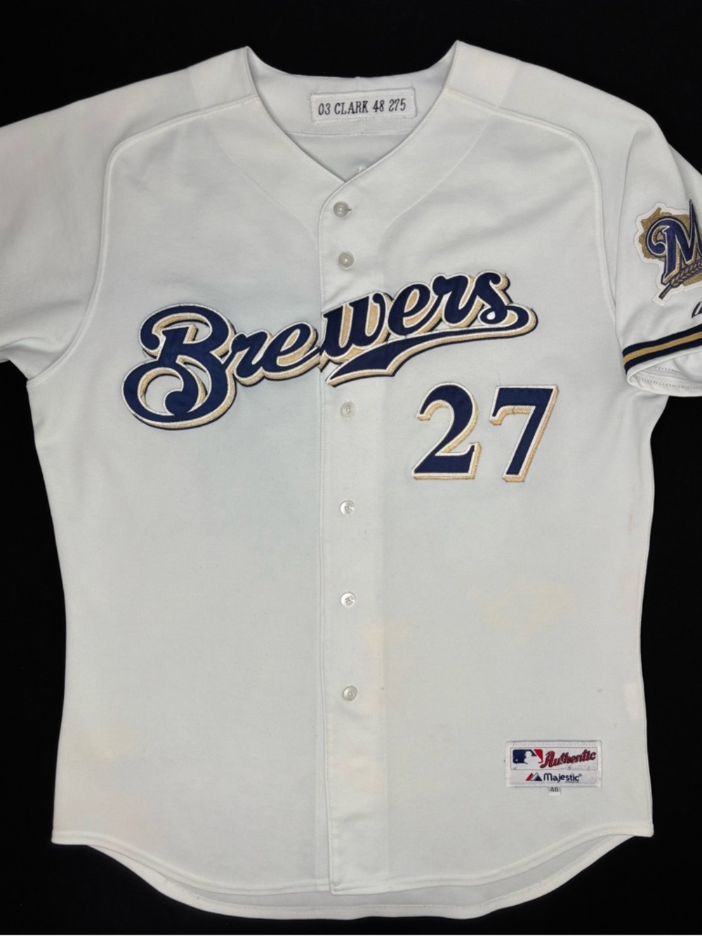 RARE Milwaukee Brewers Brady Clark 2003 Team Issued Majestic authentic Size: 48